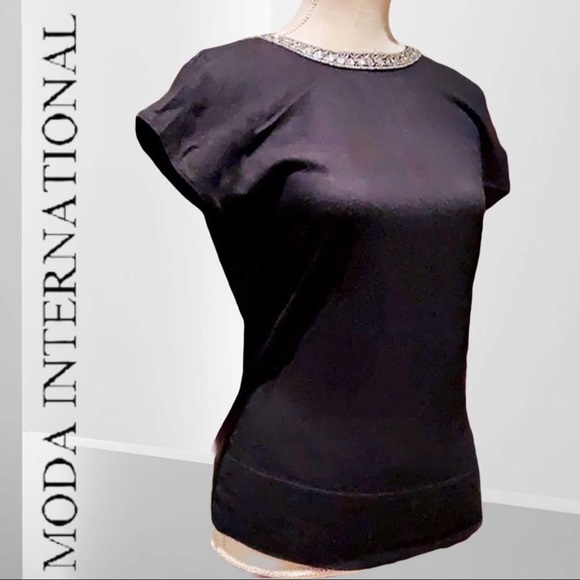 XS BRAND NEW! Moda International “Embellished Backless V” Top - Picture 2 of 5